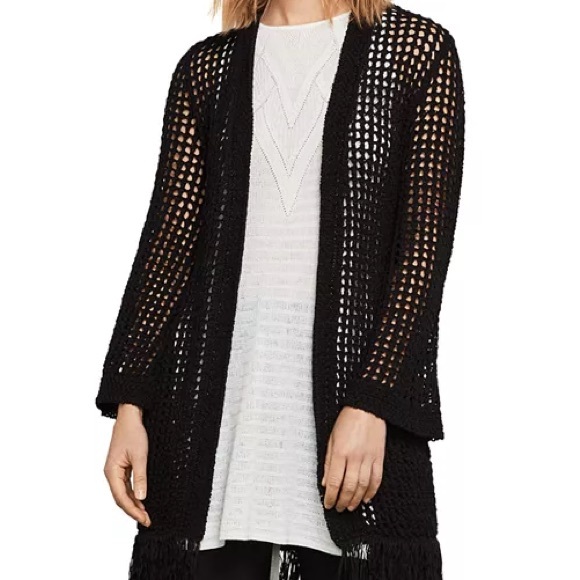 BCBGMAXAZRIA Fringed Open-Knit Cardigan Size XS - Picture 10 of 11